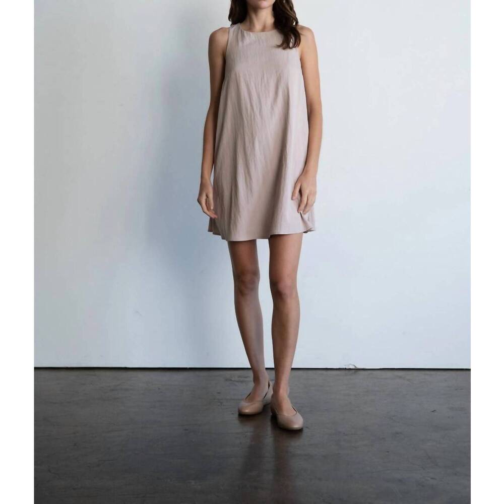 NEW ELLE GREY simplicity crew a-line mini dress in mauve